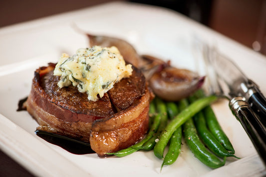 Bacon Wrapped Filet Mignon with Port Reduction Sauce